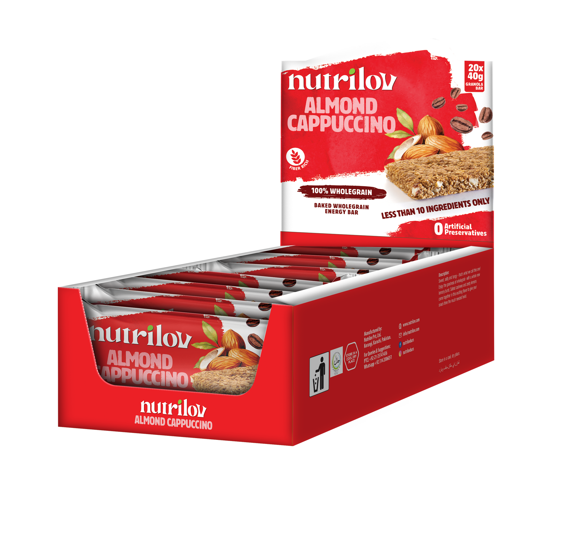 ALMOND CAPPUCCINO GRANOLA BAR 40G X 20 BARS