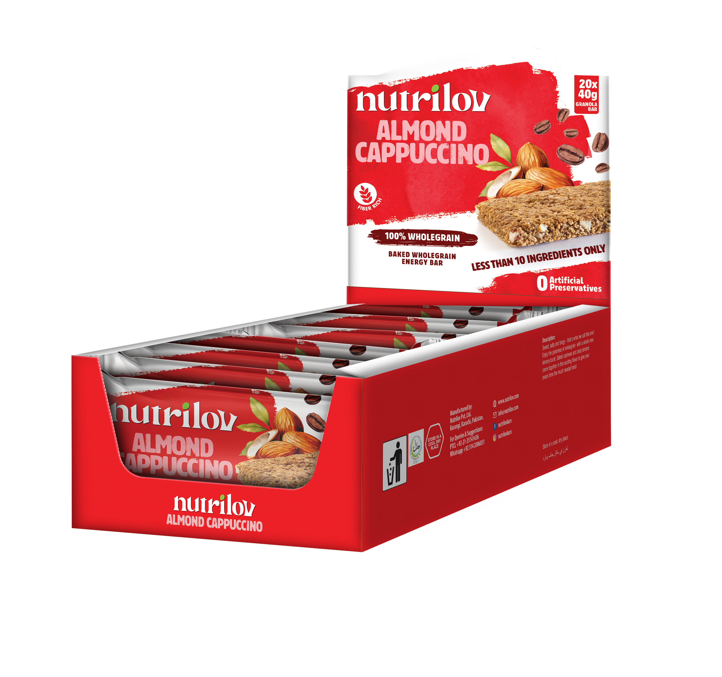 ALMOND CAPPUCCINO GRANOLA BAR 40G X 20 BARS