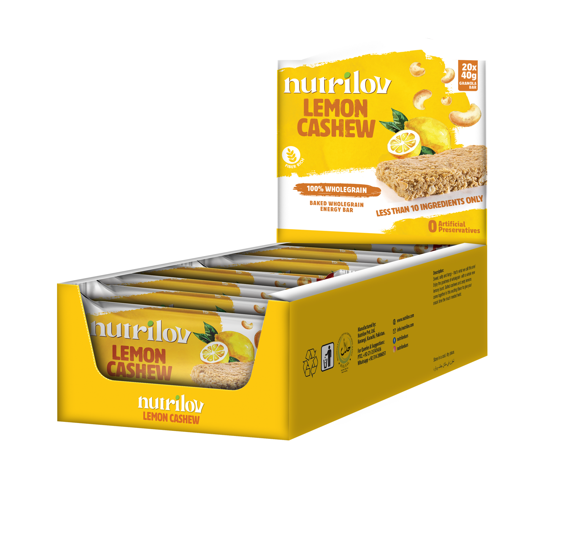 LEMON CASHEW GRANOLA BAR 40G X 20 BARS