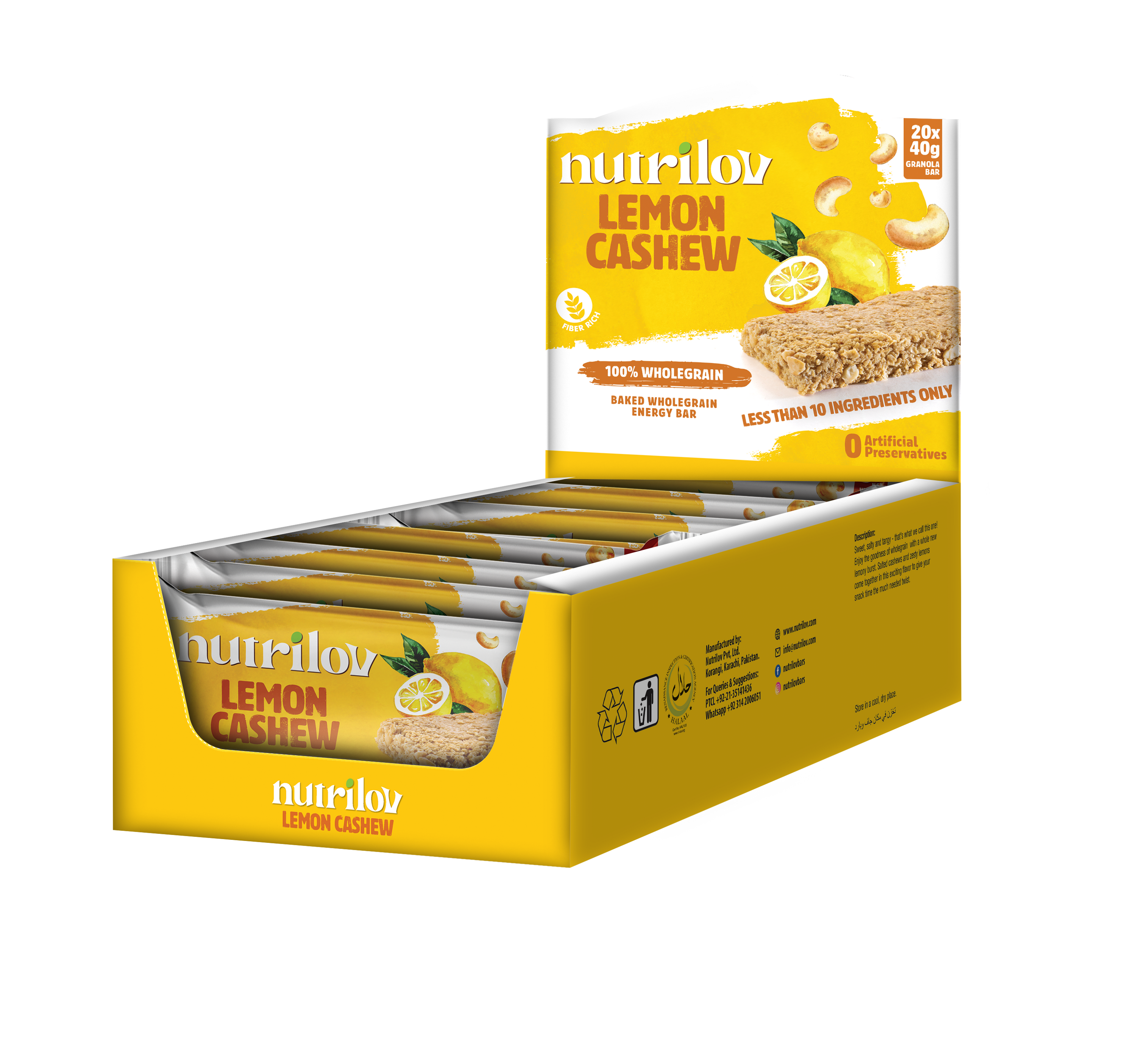 LEMON CASHEW GRANOLA BAR 40G X 20 BARS