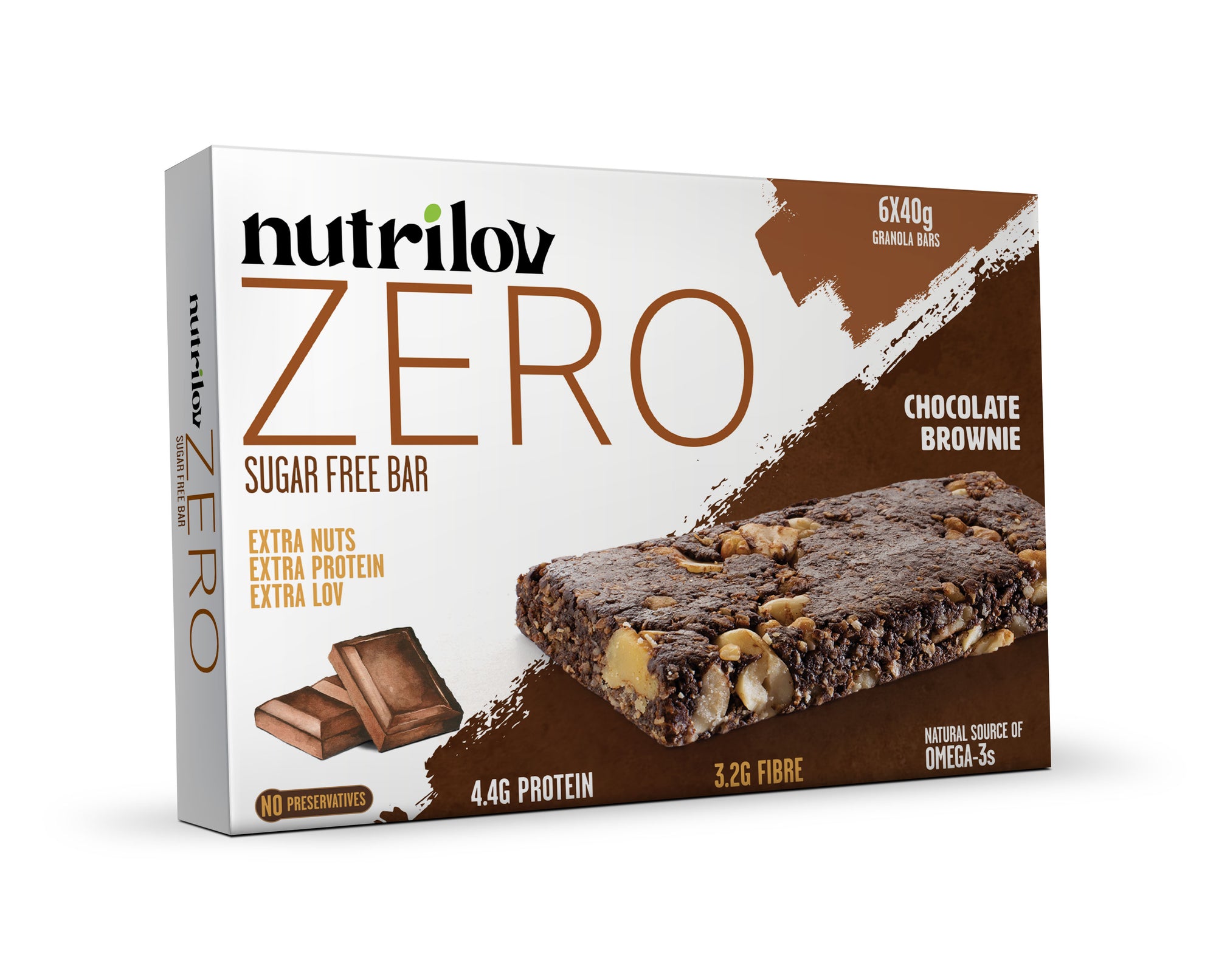 NUTRILOV ZERO CHOCOLATE BROWNIE 40g X 6 BARS