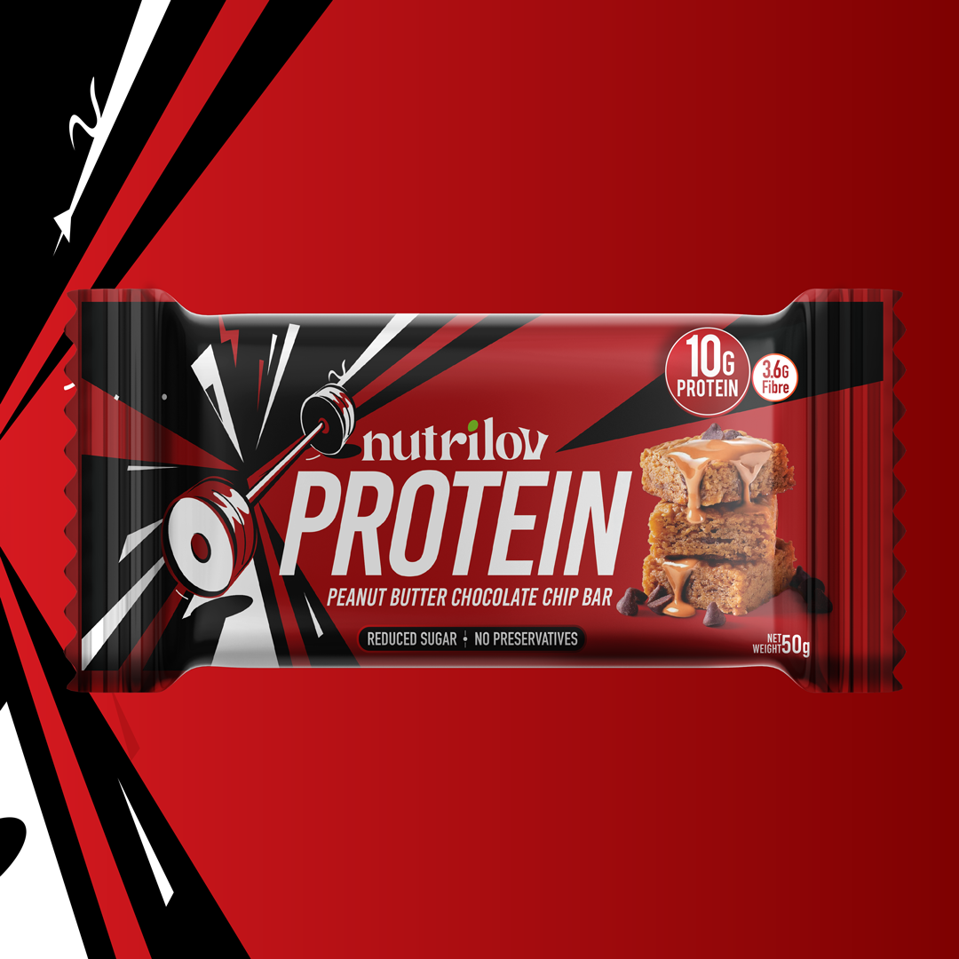 Nutrilov Protein Peanut Butter & Chocolate Chip Bar 50g X 6 Bars (10G Protein/Bar)