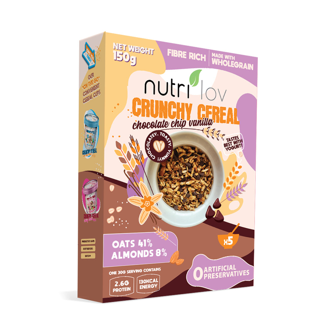 Nutrilov Crunchy Cereal Chocolate Chip Vanilla 150g Box Nutrilov Pakistan