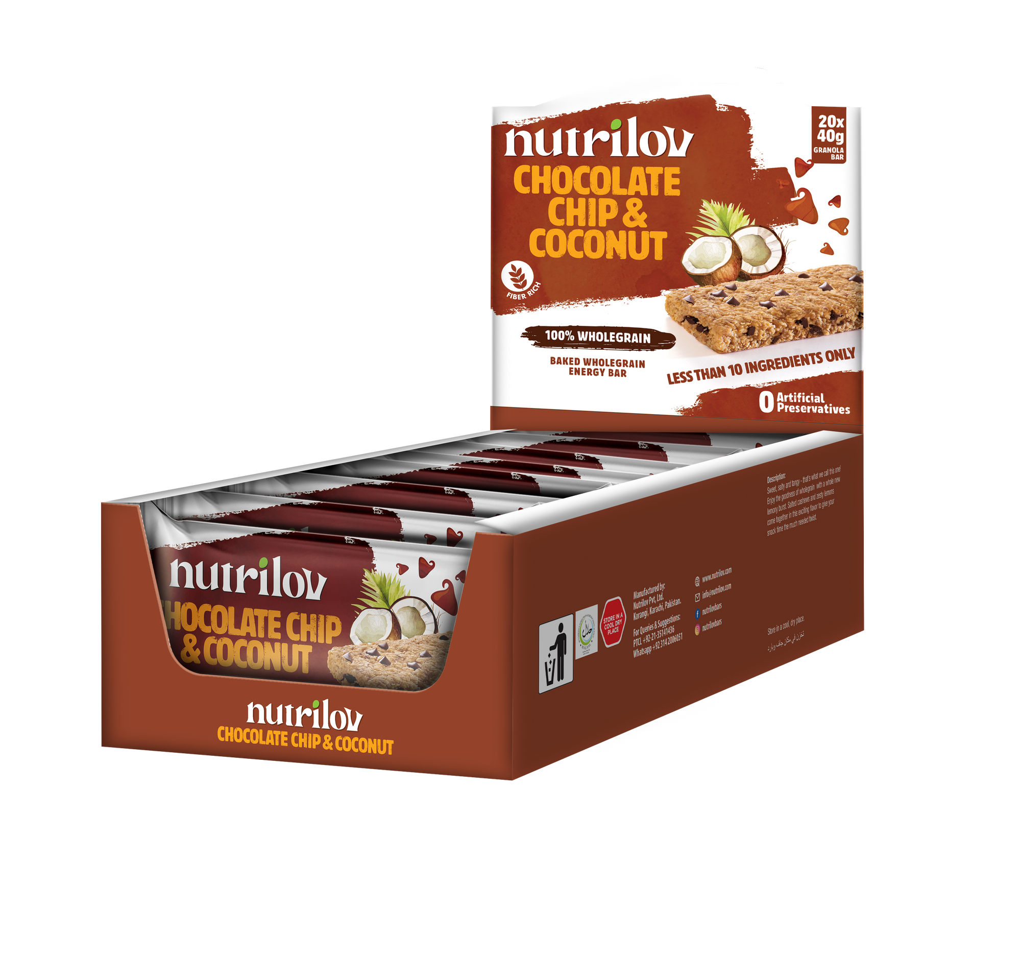 CHOCOLATE CHIP & COCONUT GRANOLA BAR 40G X 20 BARS