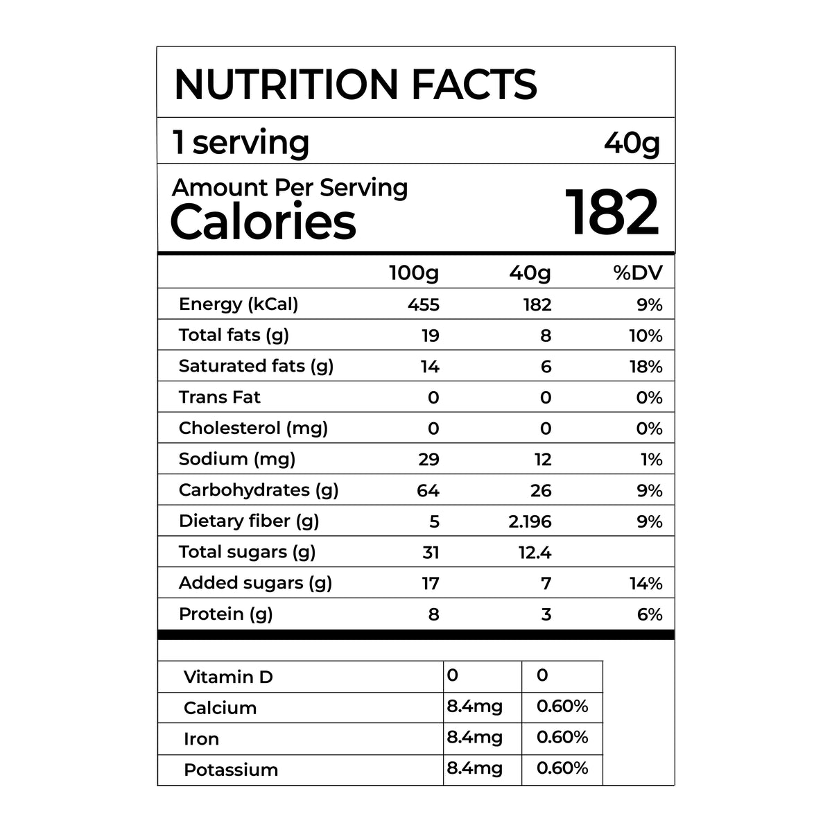 Chocolate Brownie Granola Bar 40g x 6 Bars