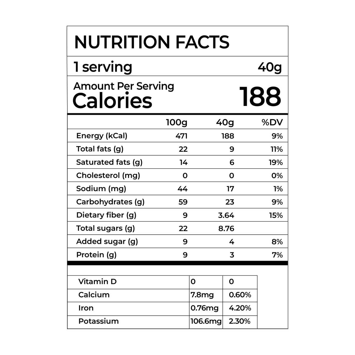 PEANUT BUTTER & RAISIN GRANOLA BAR 40g X 6 BARS