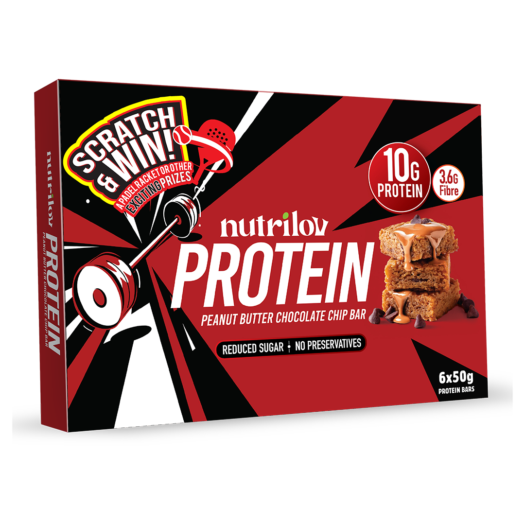 Nutrilov Protein Peanut Butter & Chocolate Chip Bar 50g X 6 Bars (10G Protein/Bar)