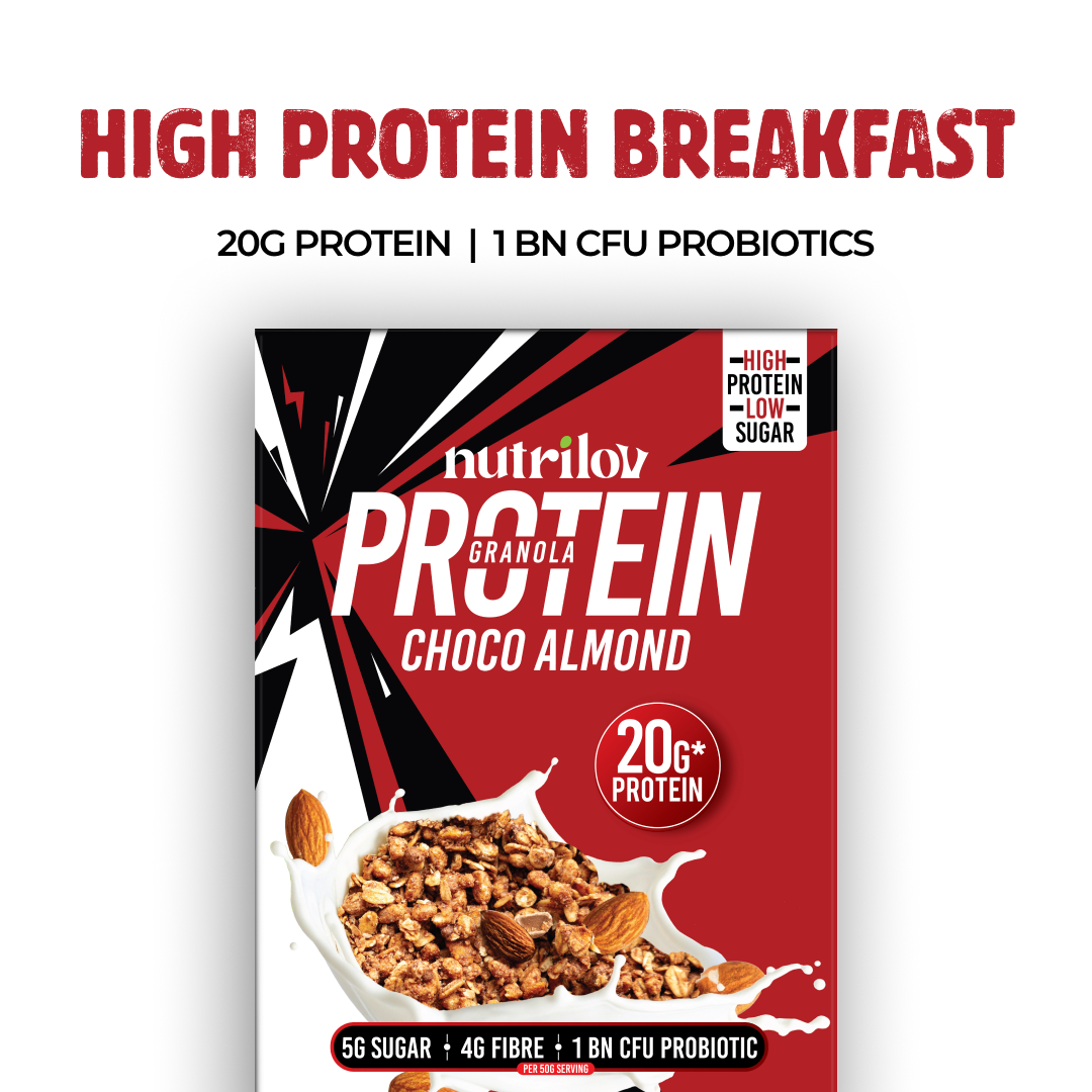 Nutrilov Protein Granola Choco Almond, high-protein breakfast